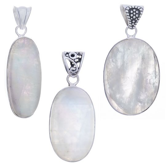 Assorted Oval Rainbow Moonstone XL Pendant (45 to 56mm H)