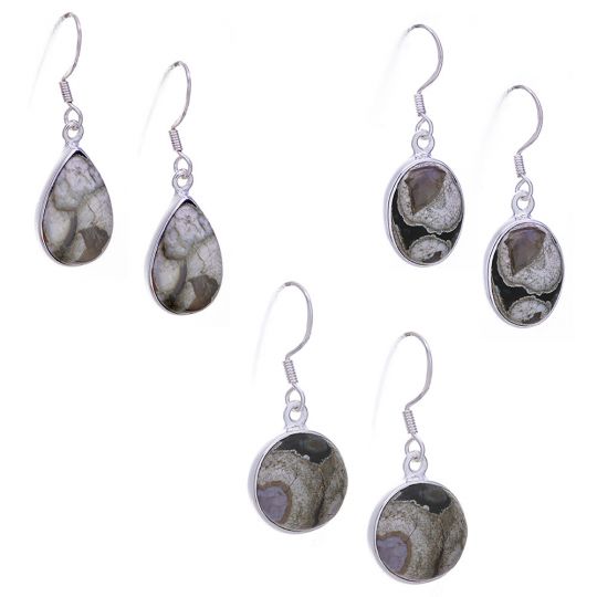 Assorted Shapes Rainforest Jasper Earrings (27 to 33mm H)
