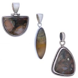 Assorted Shapes Rainforest Jasper Pendant (28 to 38mm H)