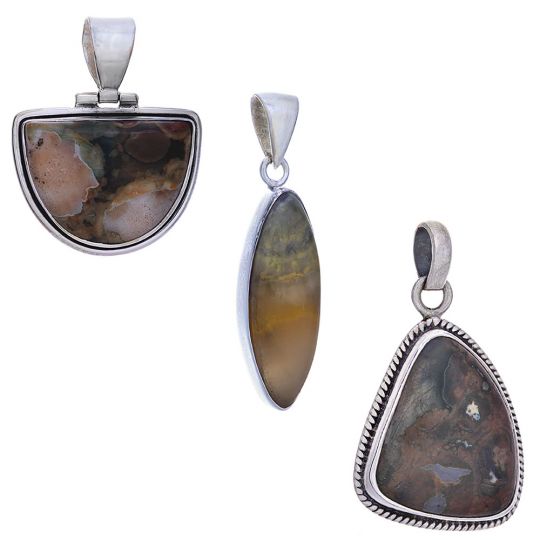 Assorted Shapes Rainforest Jasper Pendant (28 to 38mm H)