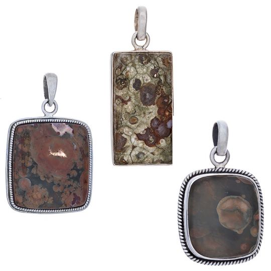 Assorted Rectangular Rainforest Jasper Pendant (26 to 38mm H)
