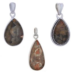 Assorted Medium Teardrop Rainforest Jasper Pendant (31 to 38mm H)