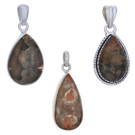 Assorted Medium Teardrop Rainforest Jasper Pendant (31 to 38mm H)