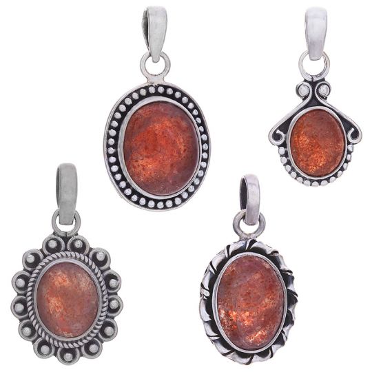 (CLEARANCE) Assorted Fancy Oval Sunstone Pendant (21 to 34mm H)