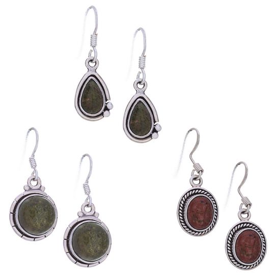 Assorted Shapes Small Plain Unikite Earrings (22 to 29mm H)
